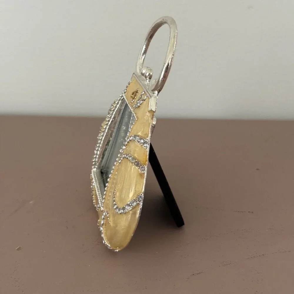 Purse Shaped Mini Photo Frame Rhinestone Accents Gold & Silver